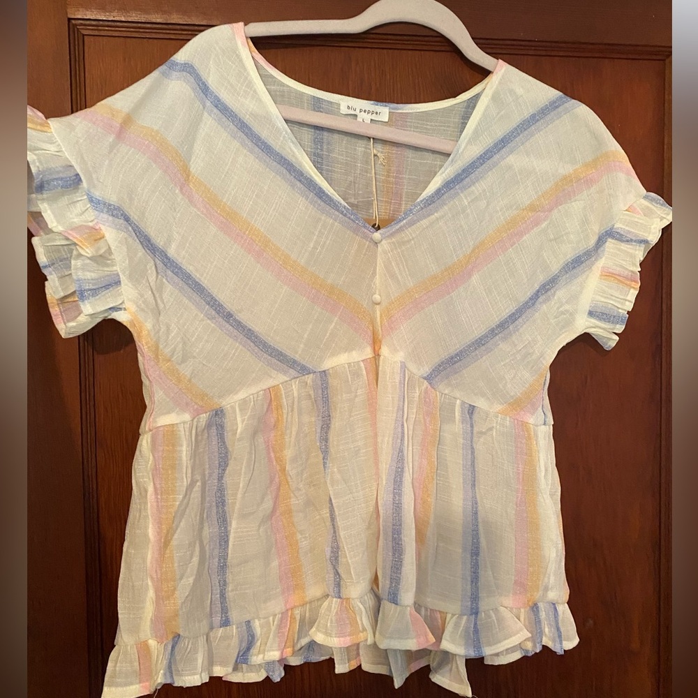 Blu Pepper Striped Top, NWT